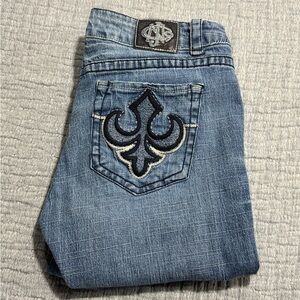 JNCO Blue Skinny Jeans with Black Embroidery